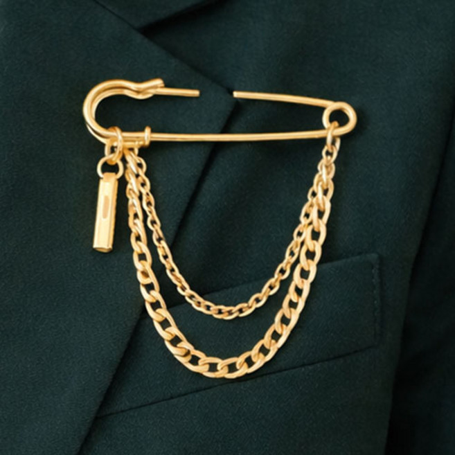 여성 유니크 클래식 골드 체인 포인트 브로치 F581