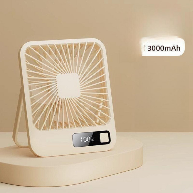탁상형 미니 냉풍기 책상용 USB충전 저소음 쿨러, 옵션, 충전 모델-베이지 3000mAh