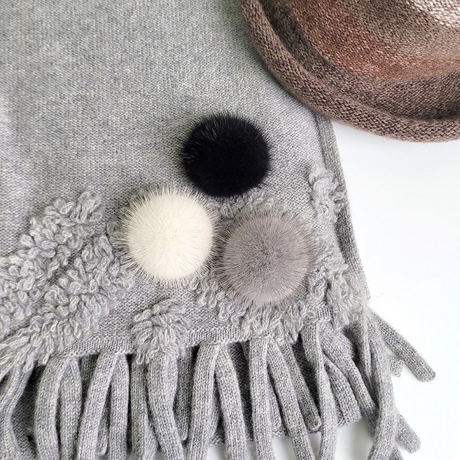 퍼아트 리얼 밍크 퍼 폼폼 방울 브로치 코사지 3종세트 fabr11s