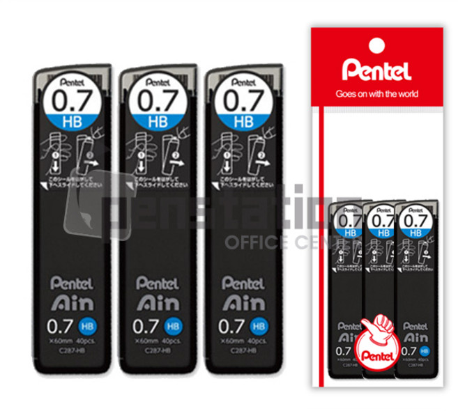펜텔 아인슈타인 샤프심 0.7mm 3개 세트(신제품), 1팩, 아인샤프심 0.7mm C-287-HB 3개 세트