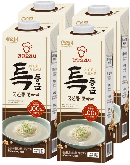 정식품 간단요리사 특등급 국산콩 콩국물, 4개, 950ml