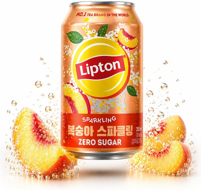 립톤 복숭아 스파클링 제로, 6개, 355ml