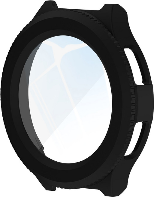 더조은셀러 갤럭시워치6 클래식 47mm 43mm 빌트인 올인원 케이스 강화유리, 블랙