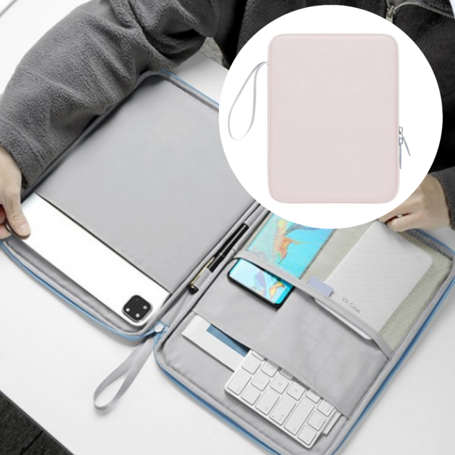 굿디아 푹신푹신한 쿠션감 아이패드 파우치, 1개, 핑크