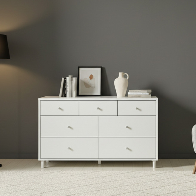 오르드 E0 그리드 3단 7칸 1200 와이드 서랍장, 오크