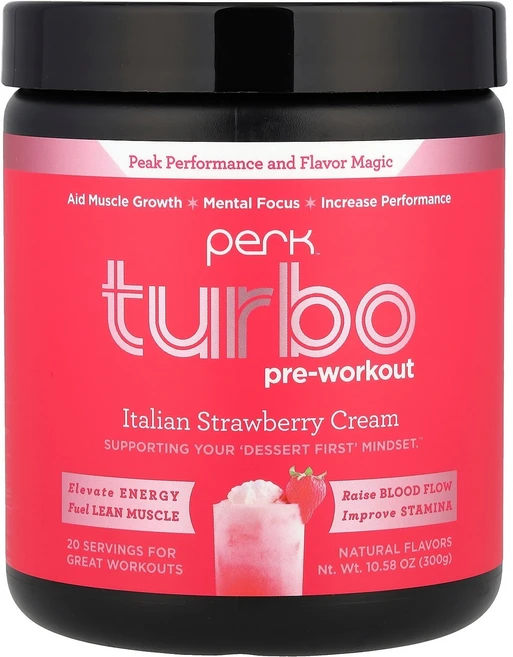 Perk Energy Turbo Pre-Workout Italian Strawberry Cream 10.58 oz 300 g, 1개, 300g - 쿠팡