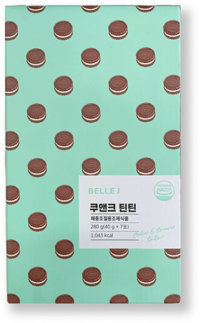 벨르제이 틴틴쉐이크 쿠앤크맛 체중조절용 조제식품 다이어트 식사대용 단백질쉐이크, 7개, 40g