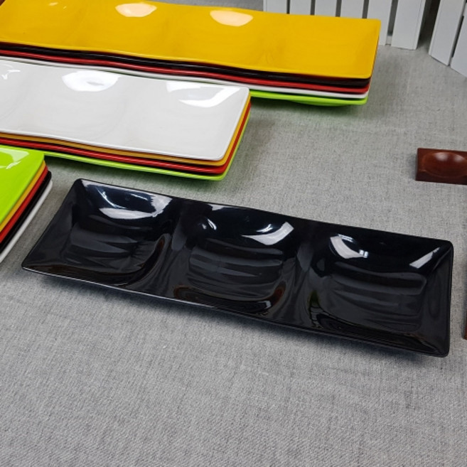 컬러 멜라민 웰빙 3절 찬기 BB 3칸 반찬, 컬러멜라민 웰빙3절찬기중 G-5032, 노랑, 1개