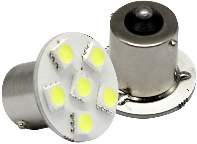 24V S25 BA15S 6LED 국산 무극성 LED 화물차 R5W 전구 벌브, 2개, 24볼트