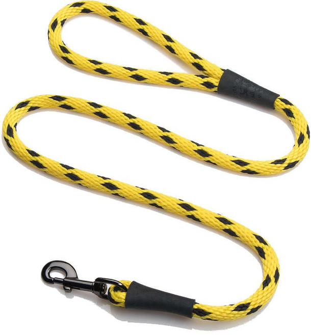Mendota Pet 슬립 목줄 1cm3 x 리드 in 제조 콤보 1/2 1.2m4피트 ft 강아지 칼라 화이트 6 소형 품종용 8인치 중형, 블랙 아이스 옐로우, 1.27cm 1.8m