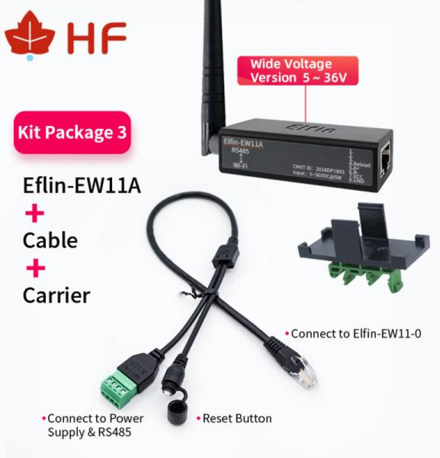 직렬 포트 RS485-WiFi 장치 서버 모듈 변환기 Elfin-EW11A-0 Modbus 프로토콜 WiFi 통한 데이터 전송, 03 extended pin kit, 1개
