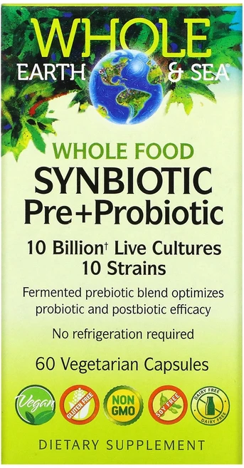 Natural Factors Whole Earth & Sea Whole Food Synbiotic Pre+Probiotic 10 Billion 60 Vegetarian, 1개 - 쿠팡