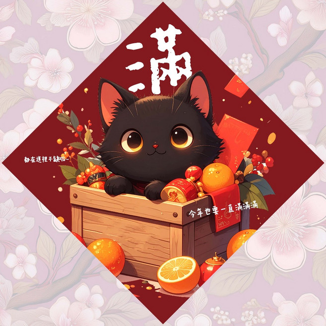 慕晨 原創 毛小孩春聯 貓咪狗狗新年系列, 1個, 滿倉系列歐喵
