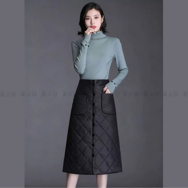 꽃소담 여성 퀼팅 누빔 방한 패딩 치마 겨울 치마담요 MXP13
