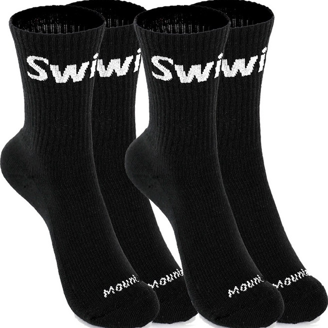 스위스마운틴 여성용 메리노테크 등산양말 2켤레, 블랙, 1세트