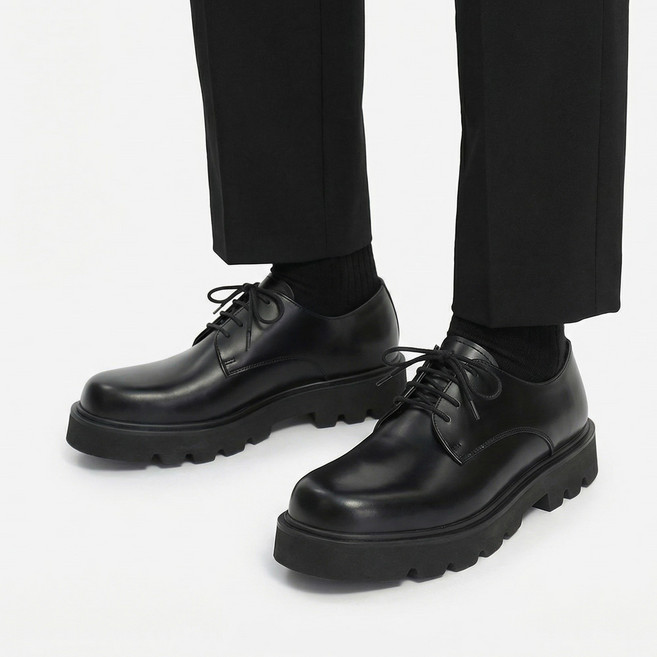 KINOI [공장직영] 4.5cm 스퀘어토 남자구두 발편한 남성 캐주얼 키높이 더비구두 수제화공장