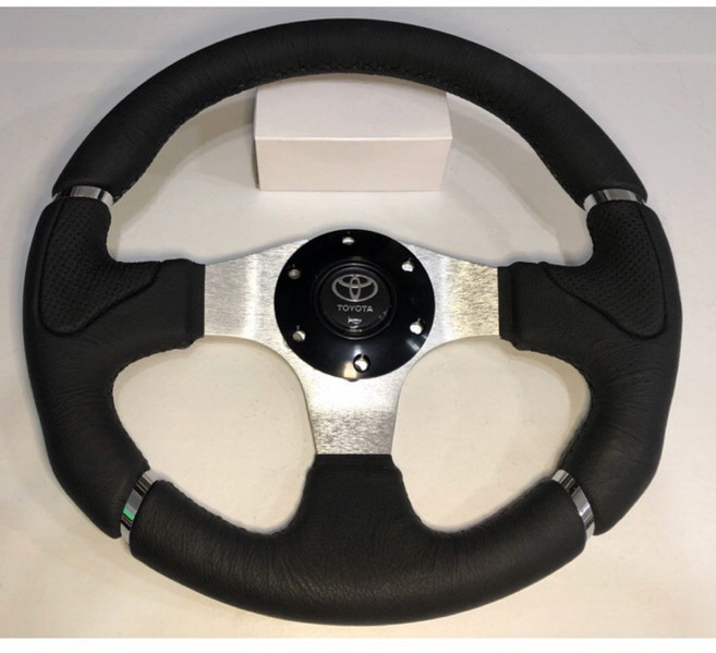 TOYOTA樣式真皮方向盤 320MM 黑色握把 高品質汽車改裝配件