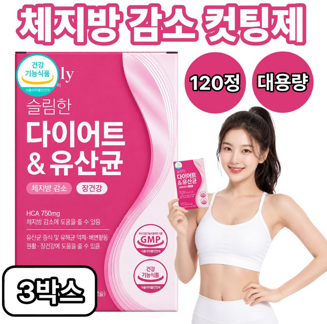 BNR17 비에날씬 다이어트 유산균 모유유래 체지방감소 12통구매 증정 / 중년 뱃살 내장지방 복부지방 식약청 인증, 3개, 120정