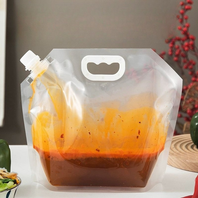 스파우트 파우치 투명 액체 비닐백 포장 주스팩 육수, 100개