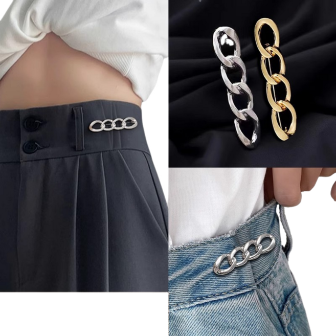 허리수축 메탈 체인 클립 무봉제 탈부착 옷벌림 방지 5P, 5개, 금색