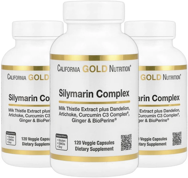 캘리포니아골드뉴트리션 밀크시슬 실리마린 복합체 민들레 아티초크 베지 캡슐 120정 2+1, 120회분, 3개 - 쿠팡