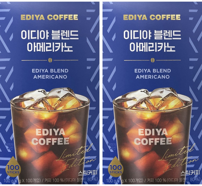 이디야 블렌드 아메리카노 커피, 1g, 2개, 100개입