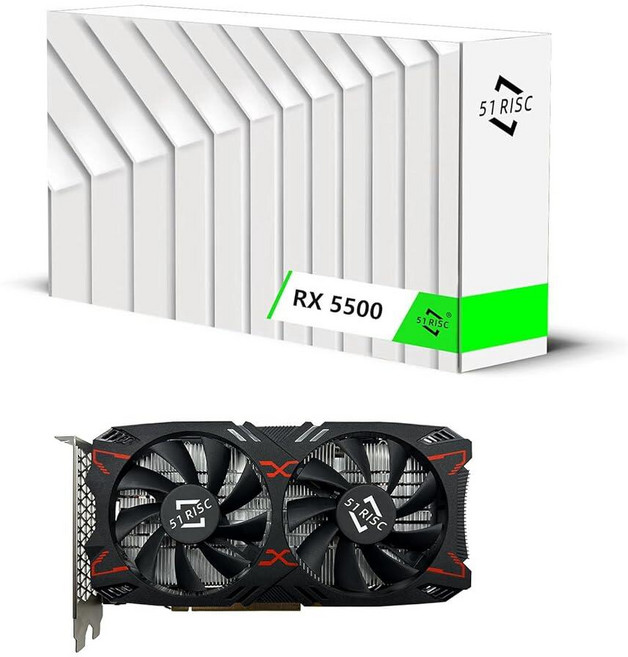51RISC RX 5500 그래픽 카드 TDP 150W 8GB GDDR6 128비트 PCIe 4.0 금속 백플레이트 HDMI DP 게이밍 비디오 카드 데스크톱용 (Radeon