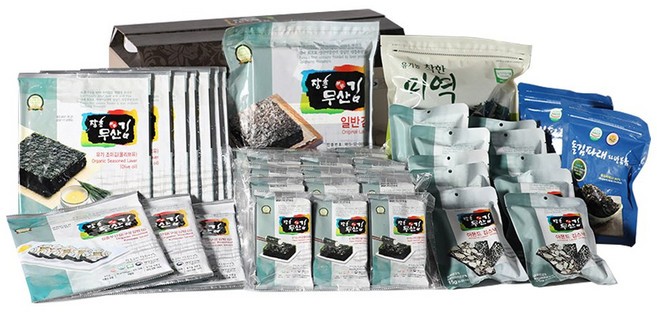 장흥무산김 선물세트 9호 (조미김구운김밥김도시락김재래김스낵파래자반미역), 1세트