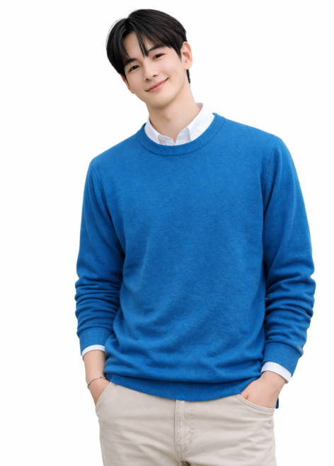 MS HOME 라운드 니트 긴팔 남성 빅사이즈