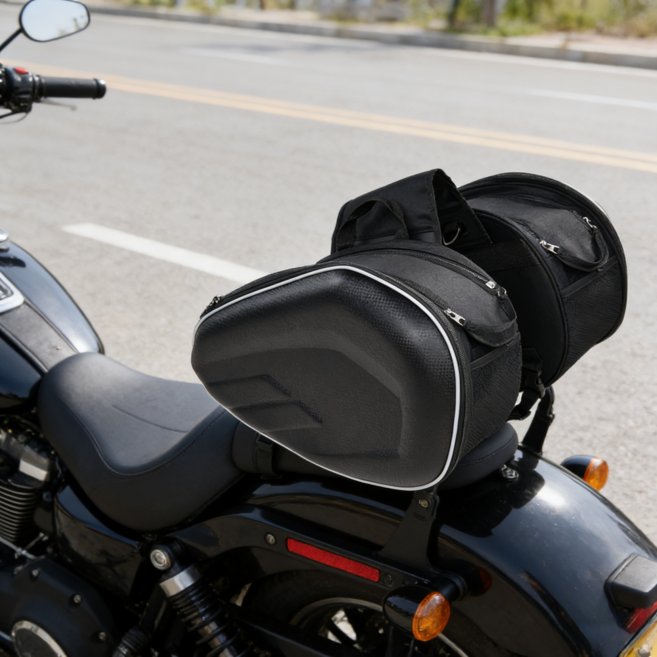 GAPINO 방수 오토바이 보조가방 사이드백 리어백 배달가방 라이딩백, 블랙