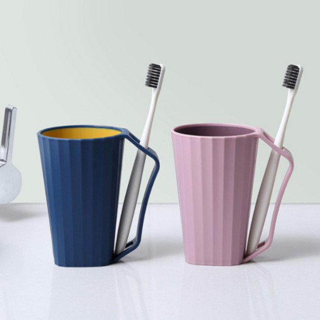깨지지않는 파스텔 듀얼컬러 거꾸로 양치컵 칫솔꽂이 기본, 업사이즈-네이비, 1개