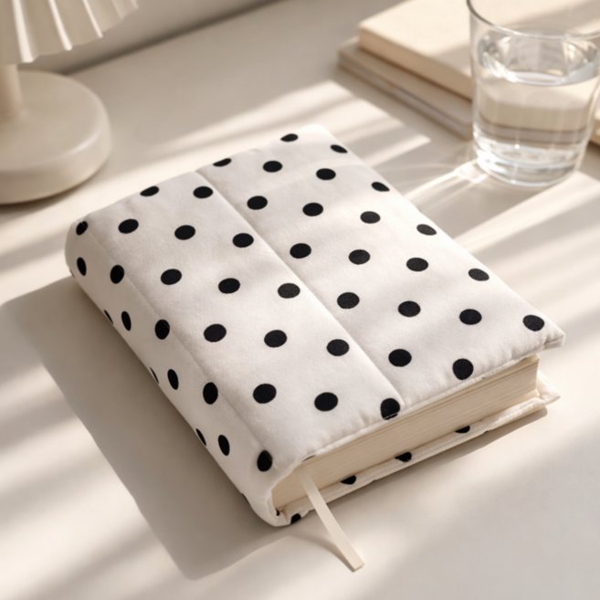 마요네스 패브릭북커버 a5 도트 책커버, 1개, 화이트