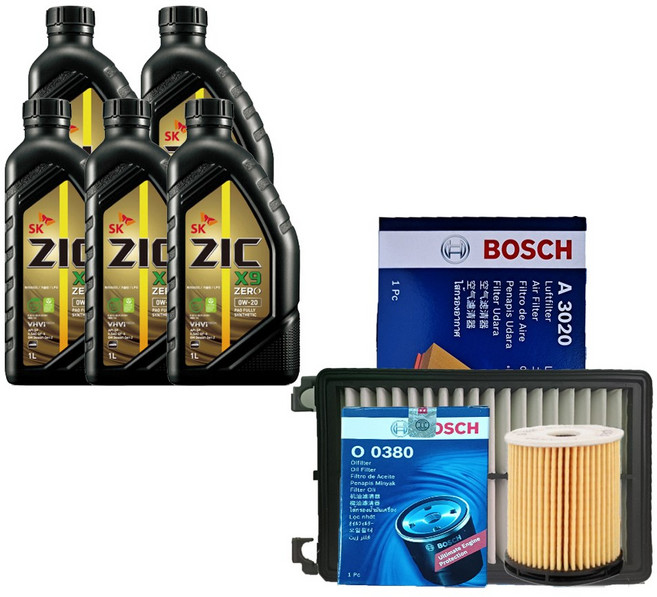 소나타DN8 1.6 가솔린터보 지크 X9 제로 0W20(5L) 엔진오일패키지 2M000-3020, 1개