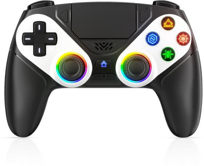 Gamrombo 감롬보 LED 무선 컨트롤러 PS5용 PS5 프로슬림PC 호환 듀얼 진동 매크로터보 기능 35mm 오디오 잭 6축 모션 컨트롤 게임패드 스피커 포함, Red, 1개