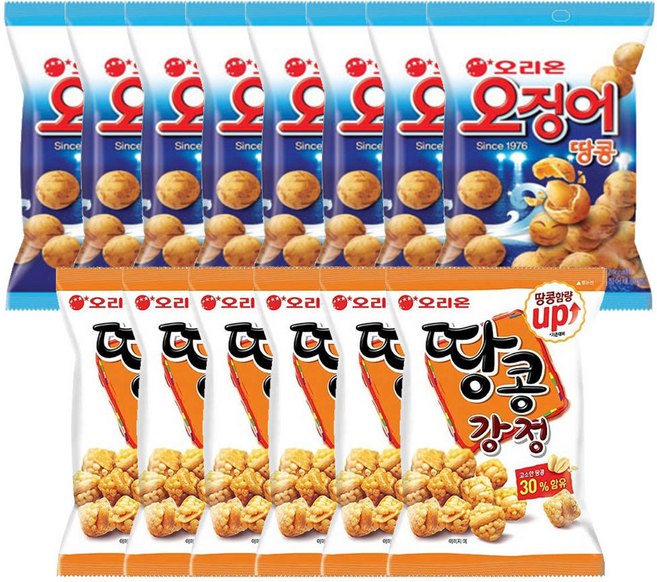 오리온 오징어땅콩 98g 8개 + 땅콩강정 80g 6개, 오리온 오징어땅콩, 98g, 8개 + 땅콩강정 80g,