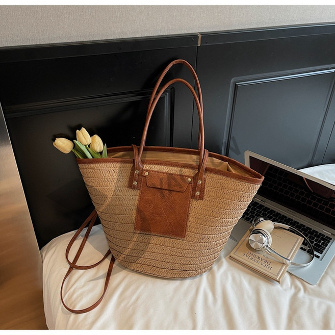 여성 빈티지 대용량 니트백 토트백 핸드백 썸머 비치백 캐주얼 숄더백 라탄가방