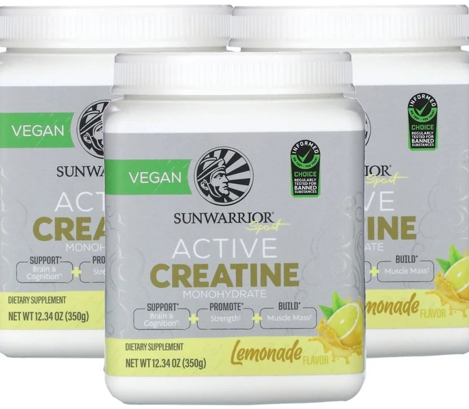 썬워리어 스포츠 액티브 크레아틴 모노하이드레이트 350 g Sunwarrior Sport Active Creatine Monohydrate Lemonade 350g, 3개 - 쿠팡