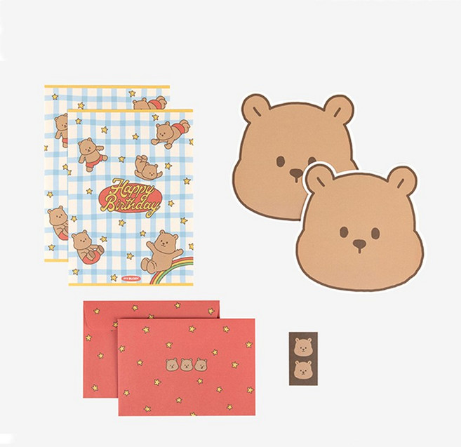 귀여운 편지지 세트 모양 레터세트, 1개, 동구HBD