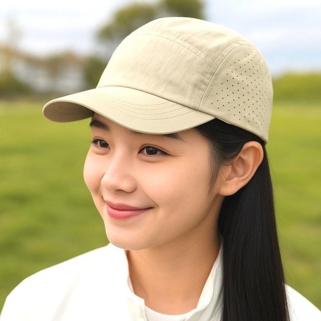 CAVINA 러닝캡 러닝 등산 캠핑 골프 스포츠 모자 숏챙, 연베이지, 1개