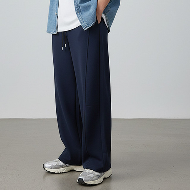 스토리원 WM-FWBT050 남녀공용 레더라벨 일반/기모/양털 와이드 트레이닝 팬츠