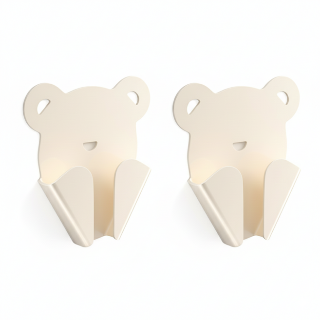 EROOMZ 무타공 부착식 귀여운 주방 가위 거치대, 2개, 크림 화이트