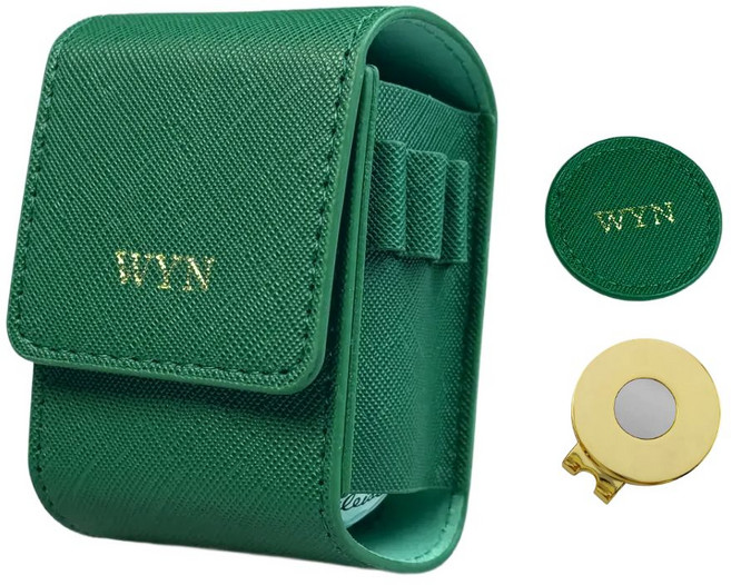 윈스튜디오 골프공 주머니 골프볼 파우치 케이스 가방 2구, 그린(골드), 1개
