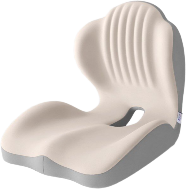 홈위시 메모리폼 일체형 의자 허리 등받이 쿠션, 베이지