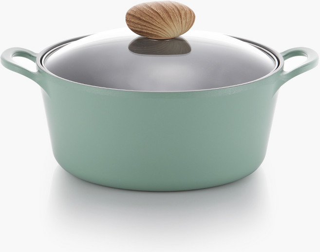 네오플램 레트로 IH 양수냄비, 24cm, 드메르그린, 1개