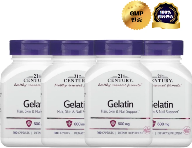 2+2 21st Century 젤라틴 600mg 캡슐 100정, 4개 - 쿠팡