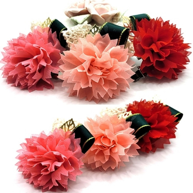 (완제품)미니 금사 카네이션 브로치 꽃 코사지 핀 꽃핀 미니카네이션 어버이날 스승의날 천사리본 미니브로치 완제품 브로치