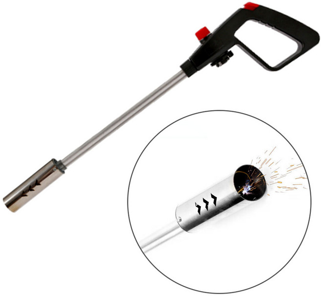 GASOO 원터치 롱토치 부탄가스 토치 캠핑용 토치 조리용 토치 가스 장작불 붙이기, 1개, 블랙