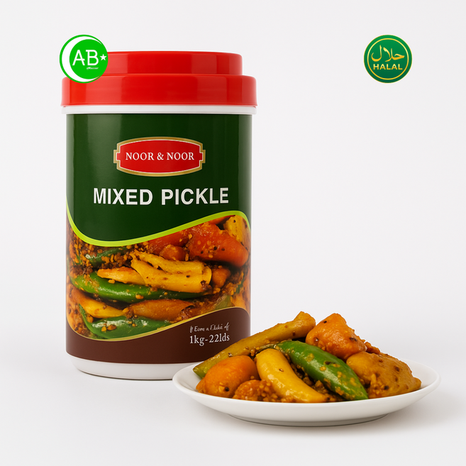 Desi Mixed Pickle Spicy & Tangy Pakistani 누르 믹스 피클 매콤하고 새콤한 파키스탄식, 2개, 1kg