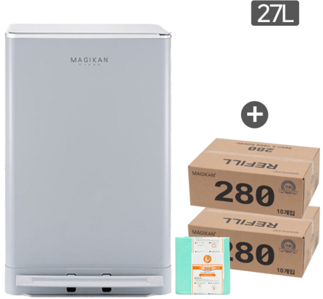 매직캔 휴지통 쓰레기통 크롬히포 271L 그레이 (추가 280R10B+280R10B)