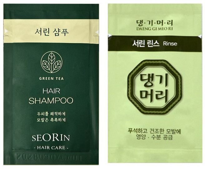 댕기머리 일회용 서린 샴푸 100개+린스 100개 여행용 휴대용 세면도구, 10개